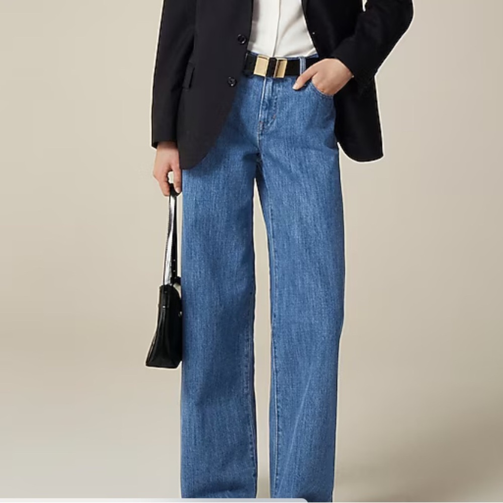 J. Crew Low-rise Wide-leg Blue Women's Jeans